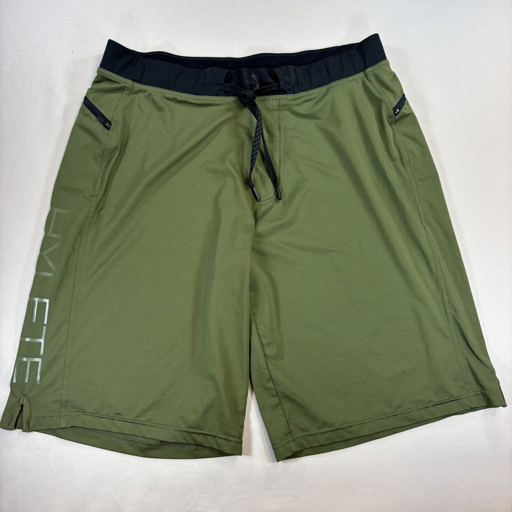 Hylete Training Shorts Men Large Olive Green Athletic Gym Workout Crossfit EUC